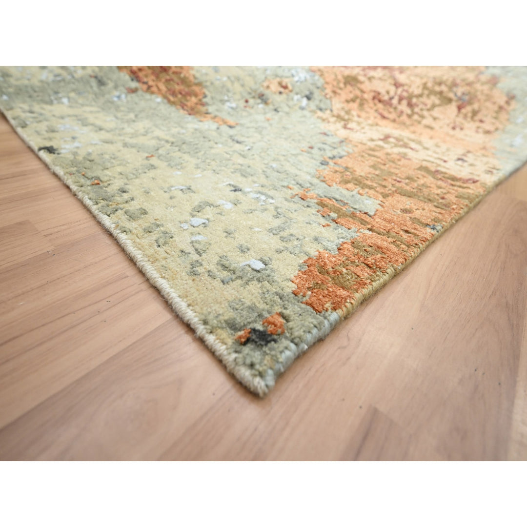 9'0" x 12'2" New Hand Knotted Orange Wool Rectangle Oriental Rug - MOA10283146