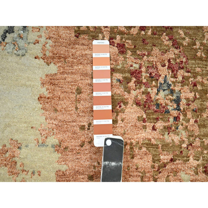 9'0" x 12'2" New Hand Knotted Orange Wool Rectangle Oriental Rug - MOA10283146