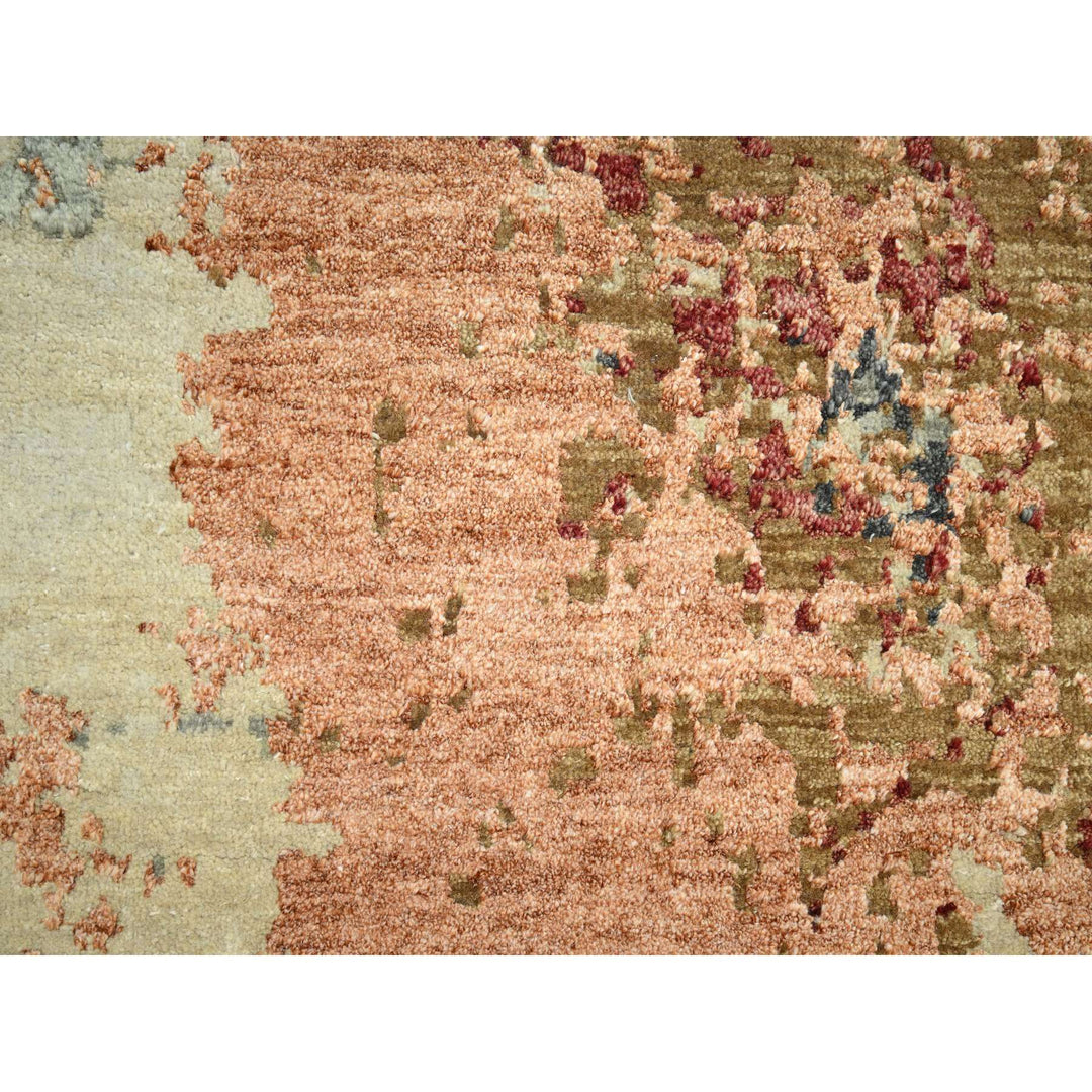 9'0" x 12'2" New Hand Knotted Orange Wool Rectangle Oriental Rug - MOA10283146