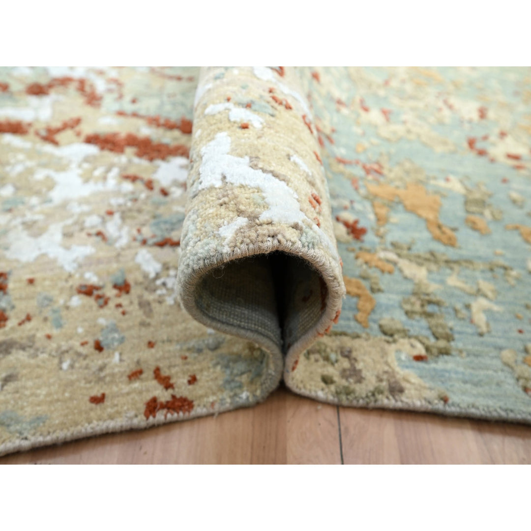 9'0" x 12'3" New Hand Knotted Green Wool Rectangle Oriental Rug - MOA10283148