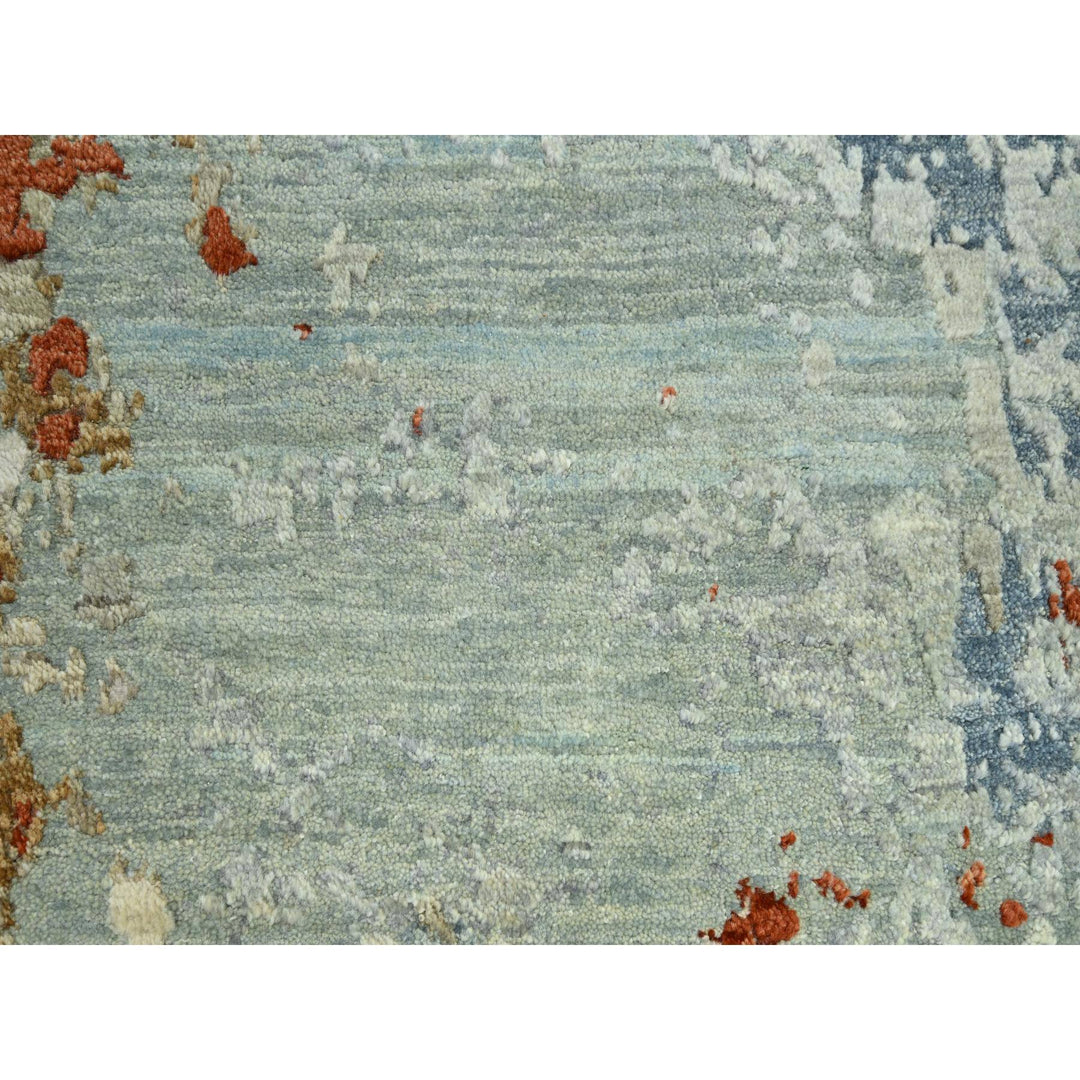 9'0" x 12'3" New Hand Knotted Green Wool Rectangle Oriental Rug - MOA10283148