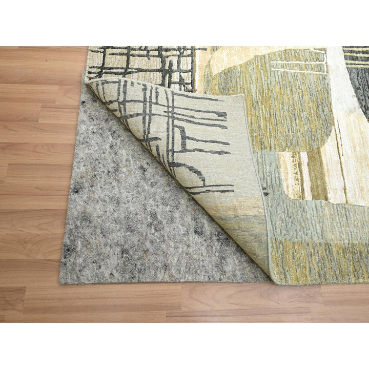 8'11" x 11'9" New Hand Knotted Brown Wool Rectangle Oriental Rug - MOA10283149