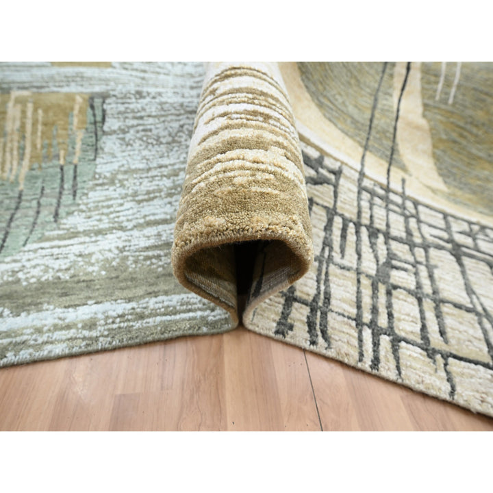 8'11" x 11'9" New Hand Knotted Brown Wool Rectangle Oriental Rug - MOA10283149