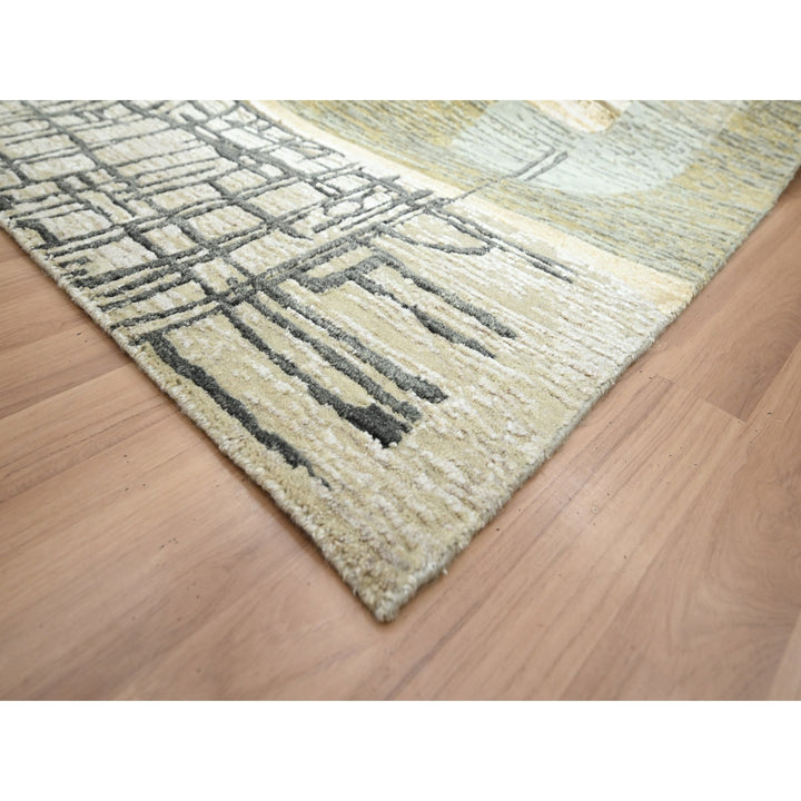 8'11" x 11'9" New Hand Knotted Brown Wool Rectangle Oriental Rug - MOA10283149