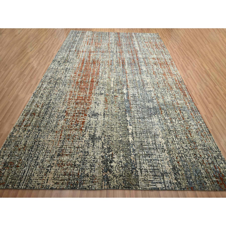 9'0" x 12'3" New Hand Knotted Beige Wool Rectangle Oriental Rug - MOA10283150