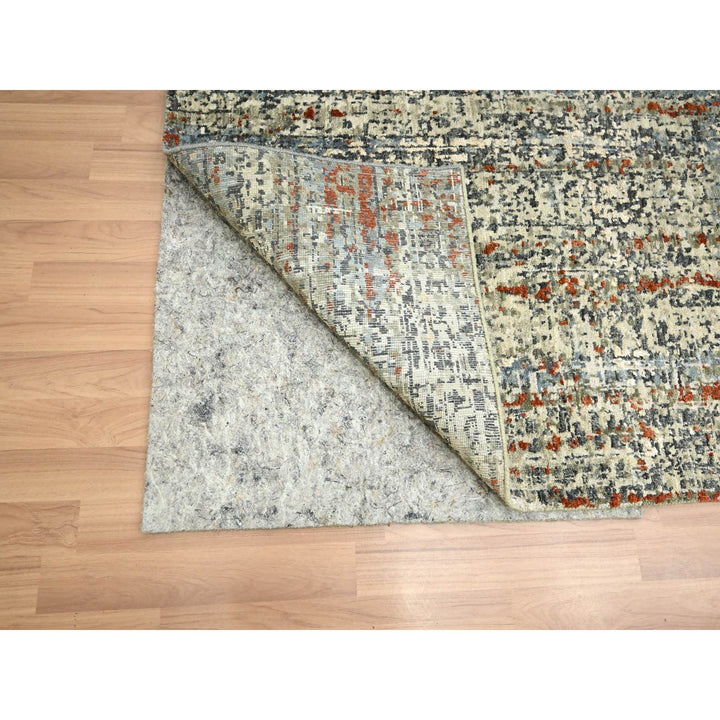 9'0" x 12'3" New Hand Knotted Beige Wool Rectangle Oriental Rug - MOA10283150