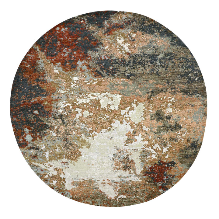 8'2" x 8'3" New Hand Knotted Beige Wool Round Oriental Rug - MOA10283154