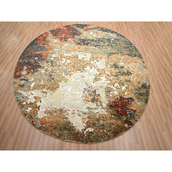 8'2" x 8'3" New Hand Knotted Beige Wool Round Oriental Rug - MOA10283154