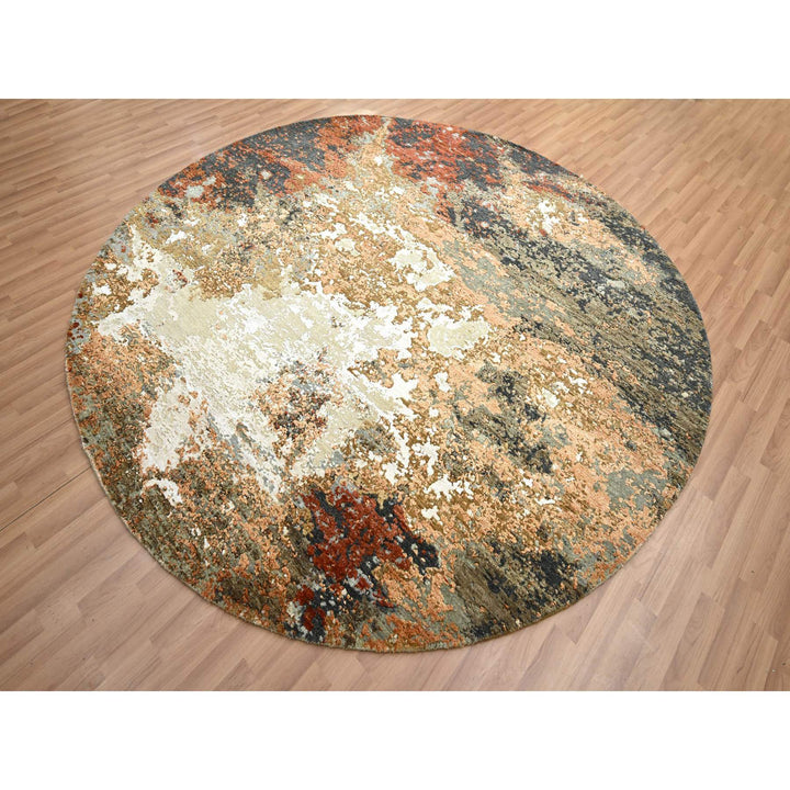 8'2" x 8'3" New Hand Knotted Beige Wool Round Oriental Rug - MOA10283154