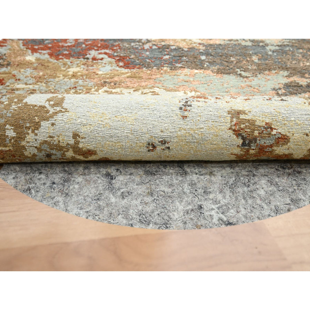 6'2" x 6'2" New Hand Knotted Brown Wool Round Oriental Rug - MOA10283156