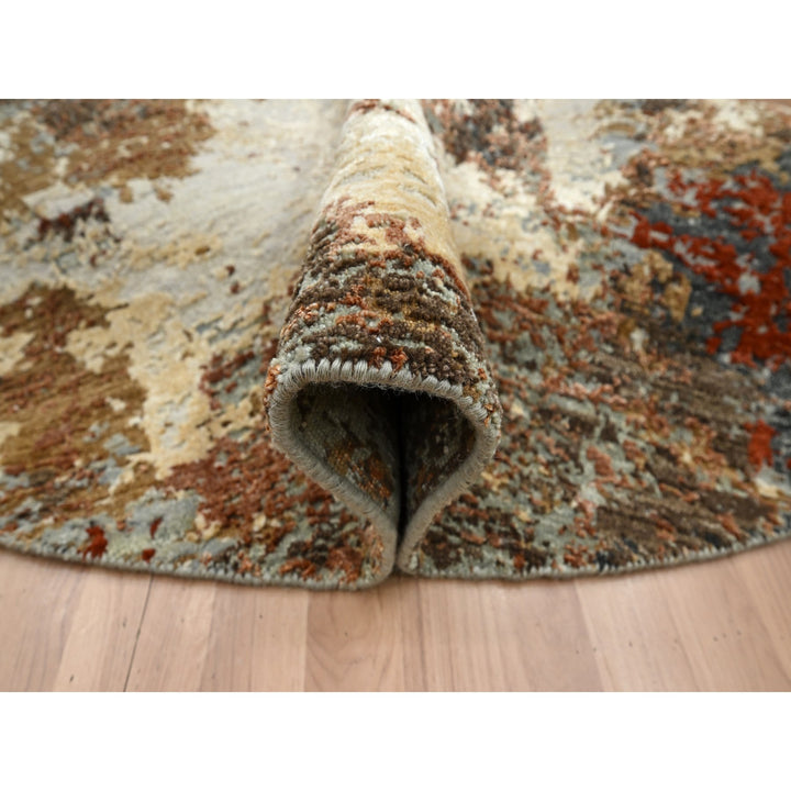 6'2" x 6'2" New Hand Knotted Brown Wool Round Oriental Rug - MOA10283156