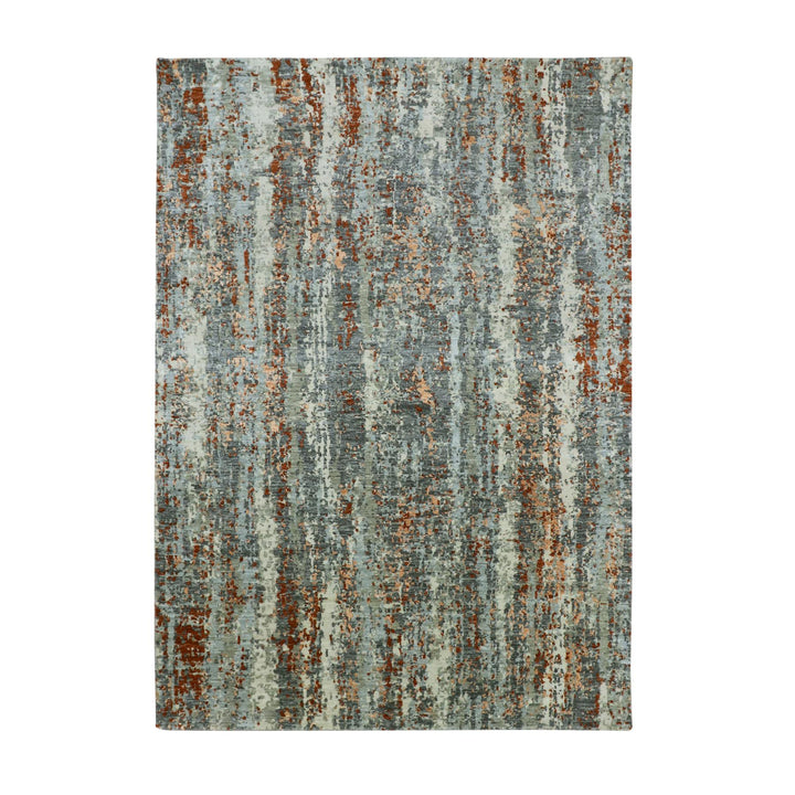 6'0" x 8'6" New Hand Knotted Grey Wool Rectangle Oriental Rug - MOA10283162
