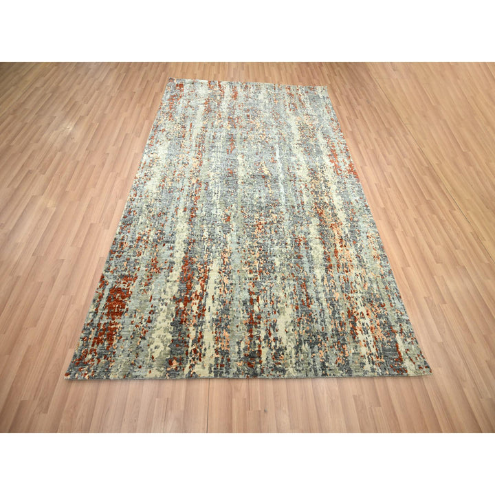 6'0" x 8'6" New Hand Knotted Grey Wool Rectangle Oriental Rug - MOA10283162