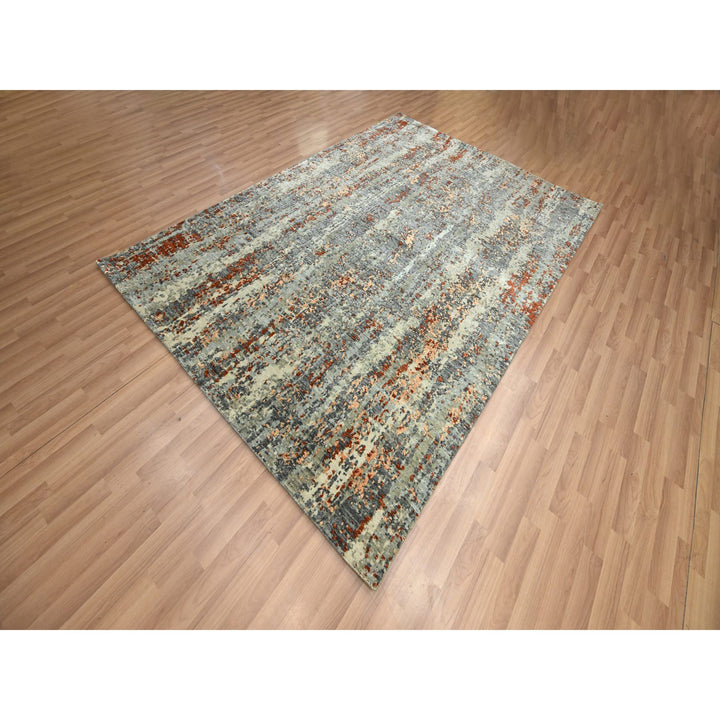 6'0" x 8'6" New Hand Knotted Grey Wool Rectangle Oriental Rug - MOA10283162