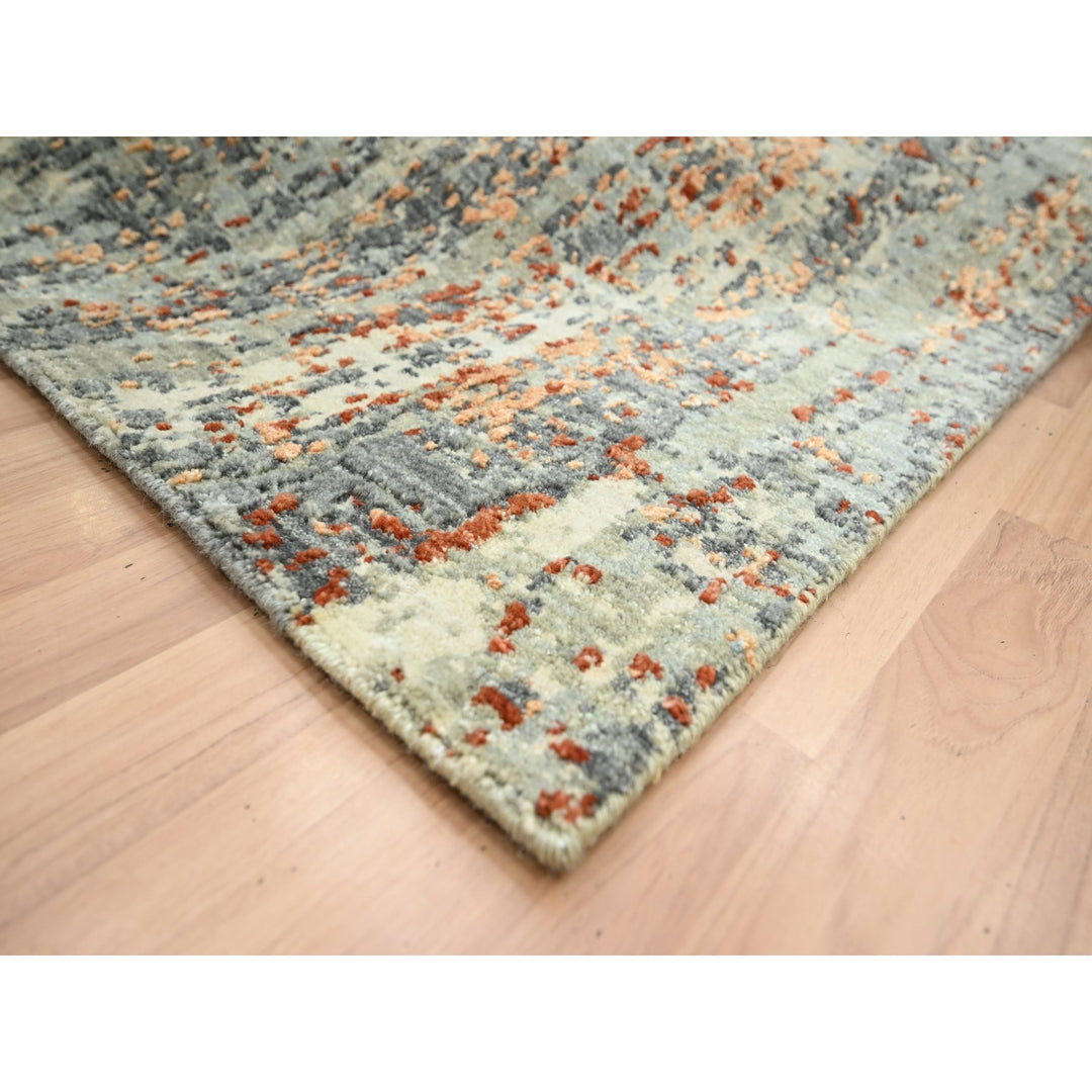 6'0" x 8'6" New Hand Knotted Grey Wool Rectangle Oriental Rug - MOA10283162