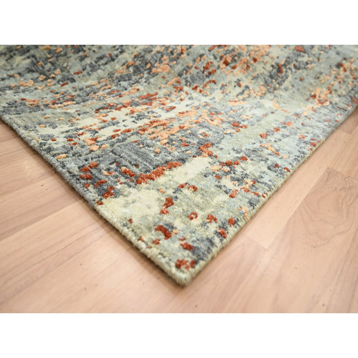 6'0" x 8'6" New Hand Knotted Grey Wool Rectangle Oriental Rug - MOA10283162