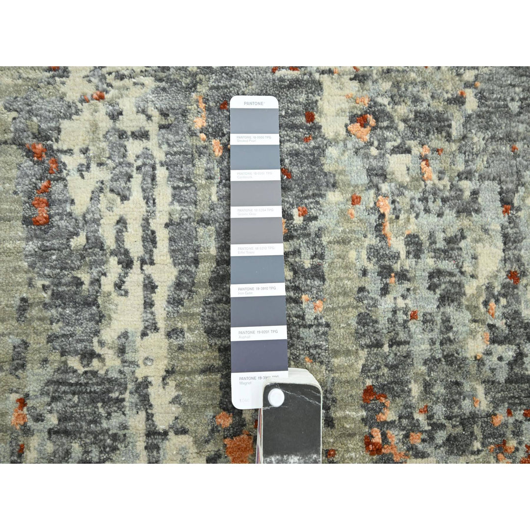 6'0" x 8'6" New Hand Knotted Grey Wool Rectangle Oriental Rug - MOA10283162