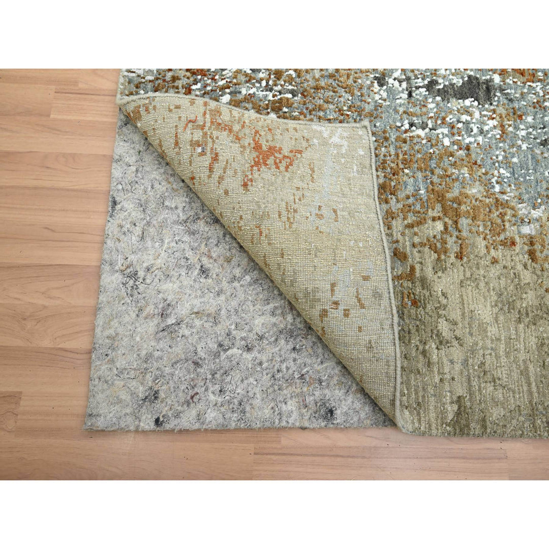 6'1" x 9'1" New Hand Knotted Grey Wool Rectangle Oriental Rug - MOA10283163