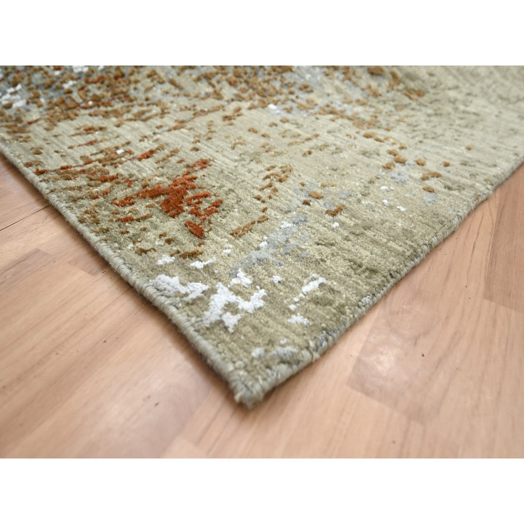 6'1" x 9'1" New Hand Knotted Grey Wool Rectangle Oriental Rug - MOA10283163