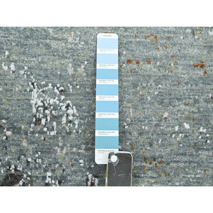 6'1" x 9'1" New Hand Knotted Grey Wool Rectangle Oriental Rug - MOA10283163