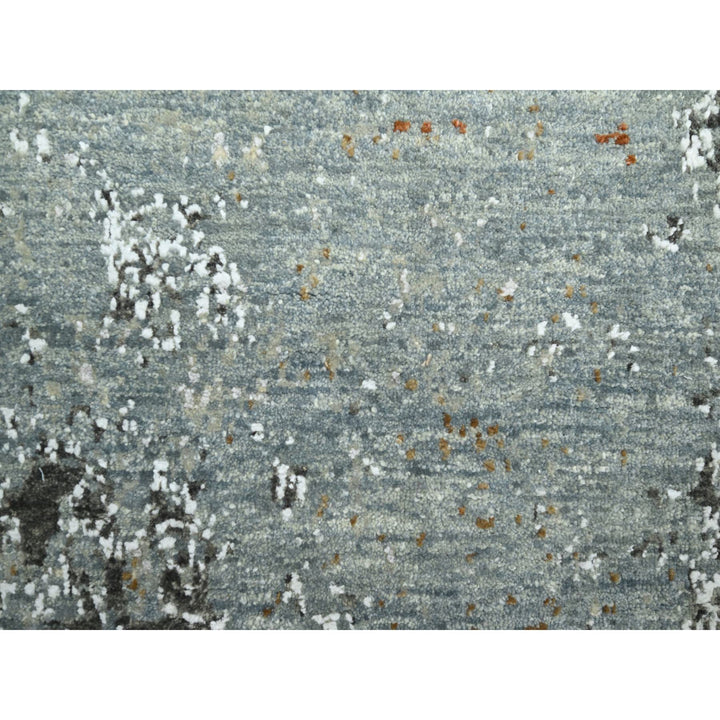6'1" x 9'1" New Hand Knotted Grey Wool Rectangle Oriental Rug - MOA10283163