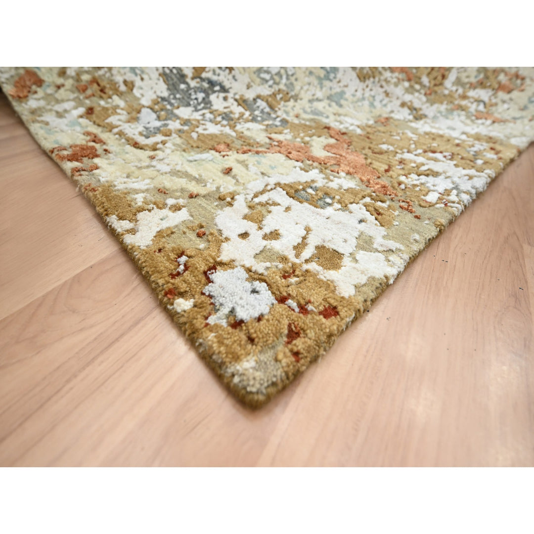 6'0" x 9'3" New Hand Knotted Grey Wool Rectangle Oriental Rug - MOA10283164