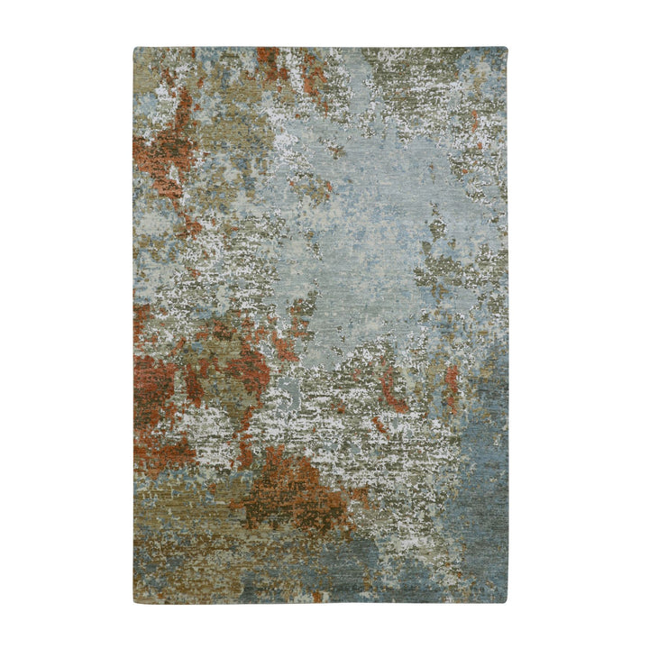 6'1" x 9'2" New Hand Knotted Grey Wool Rectangle Oriental Rug - MOA10283166