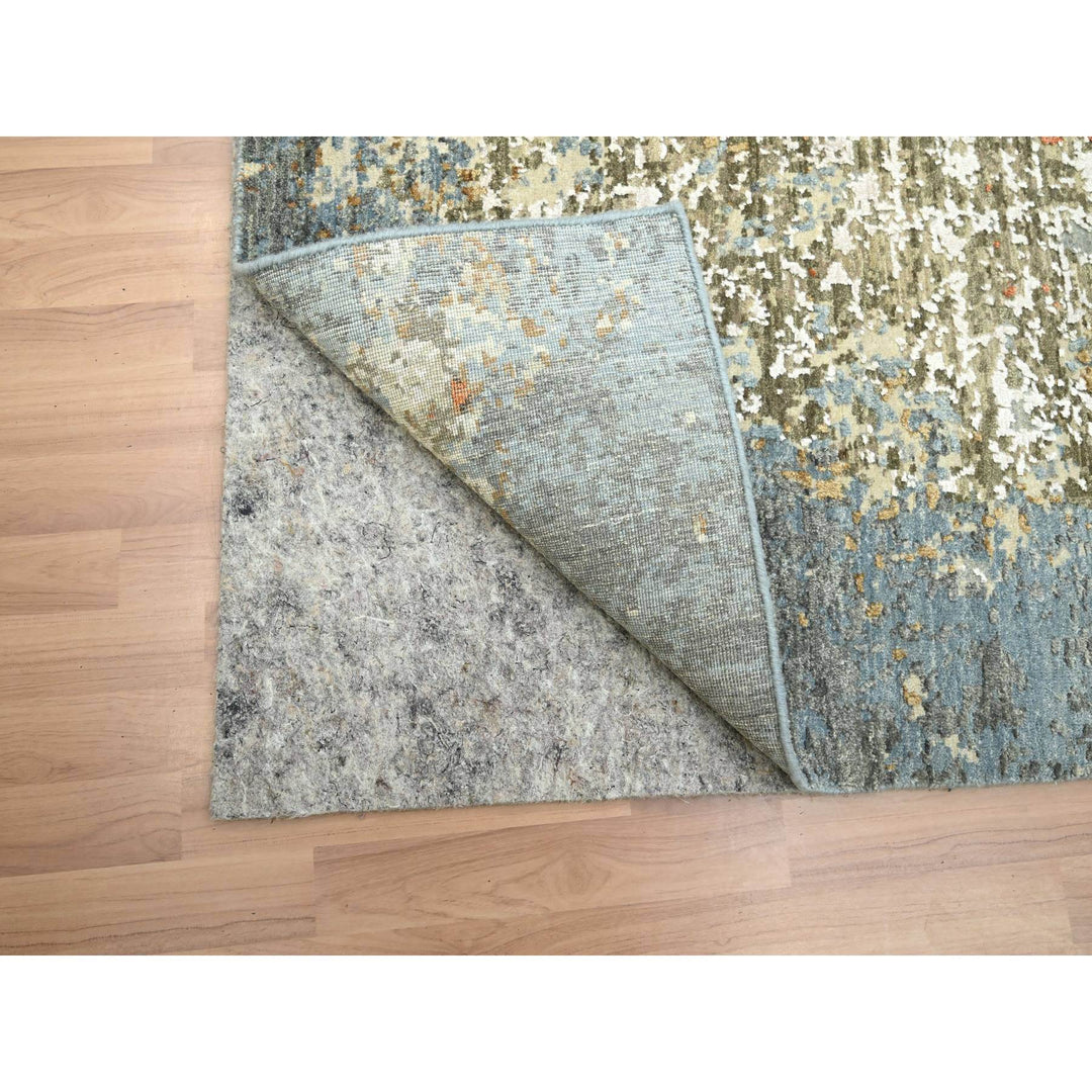 6'1" x 9'2" New Hand Knotted Grey Wool Rectangle Oriental Rug - MOA10283166