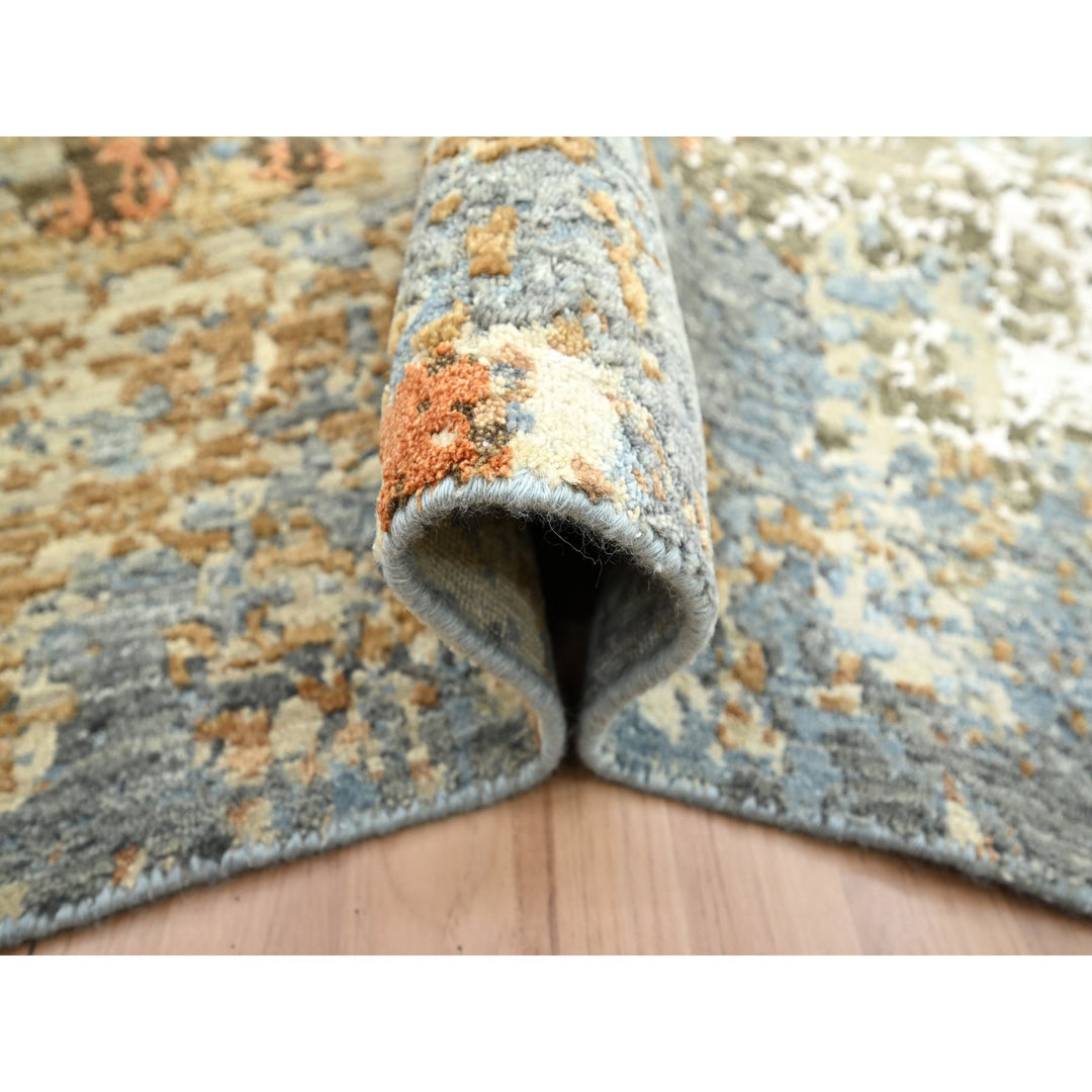 6'1" x 9'2" New Hand Knotted Grey Wool Rectangle Oriental Rug - MOA10283166