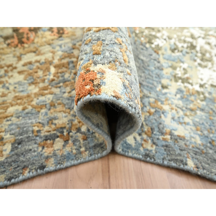 6'1" x 9'2" New Hand Knotted Grey Wool Rectangle Oriental Rug - MOA10283166
