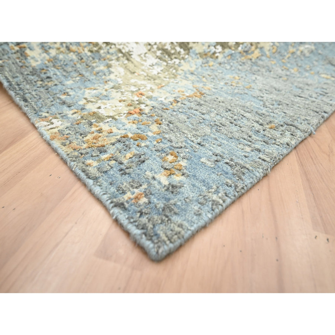 6'1" x 9'2" New Hand Knotted Grey Wool Rectangle Oriental Rug - MOA10283166