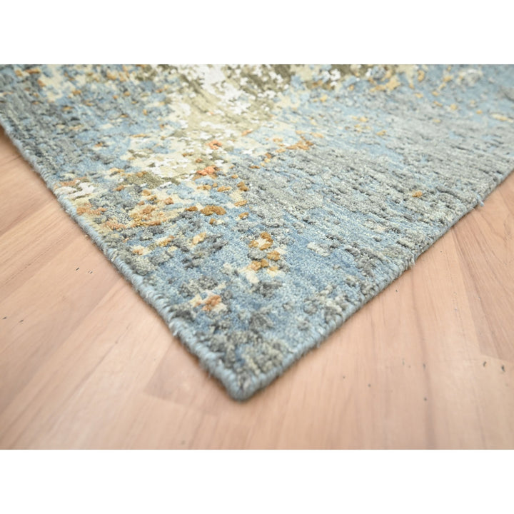 6'1" x 9'2" New Hand Knotted Grey Wool Rectangle Oriental Rug - MOA10283166