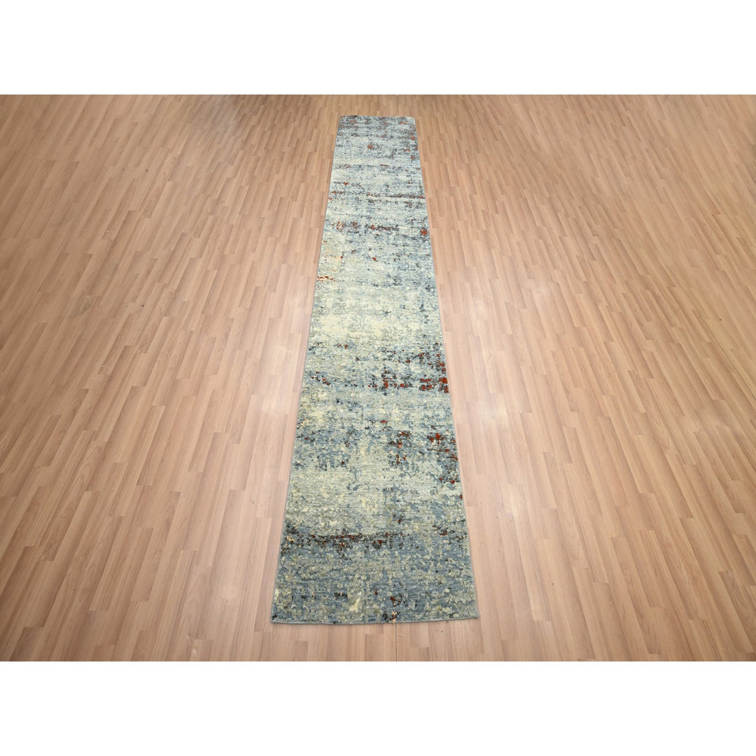 2'6" x 12'2" New Hand Knotted Beige Wool Runner Oriental Rug - MOA10283168