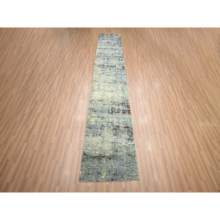 2'6" x 12'2" New Hand Knotted Beige Wool Runner Oriental Rug - MOA10283168