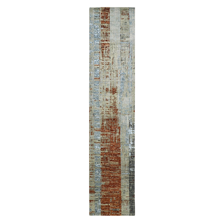 2'7" x 11'10" New Hand Knotted Orange Wool Runner Oriental Rug - MOA10283169