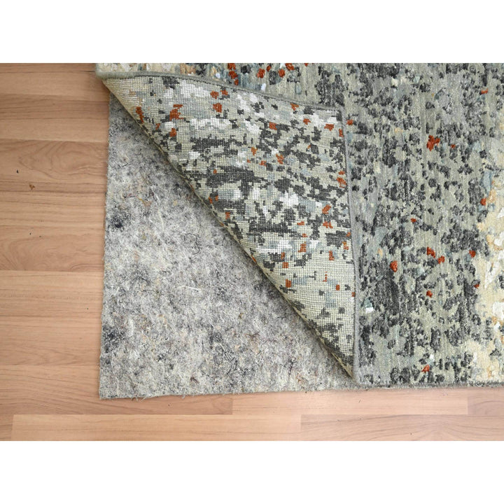 2'7" x 12'1" New Hand Knotted Grey Wool Runner Oriental Rug - MOA10283170