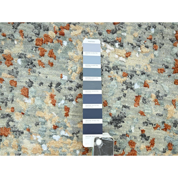 2'7" x 12'1" New Hand Knotted Grey Wool Runner Oriental Rug - MOA10283170
