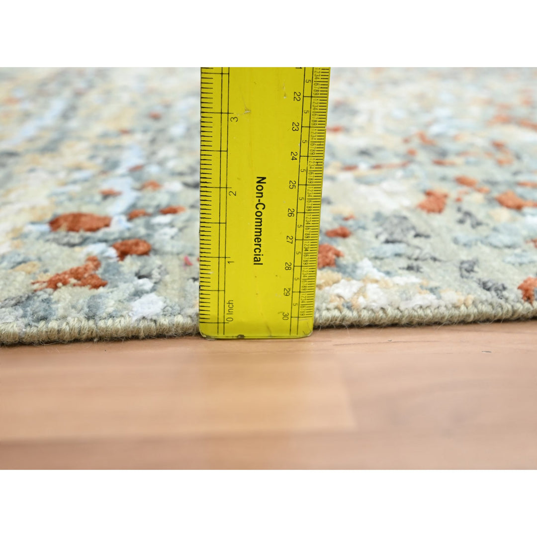 2'7" x 12'1" New Hand Knotted Grey Wool Runner Oriental Rug - MOA10283170