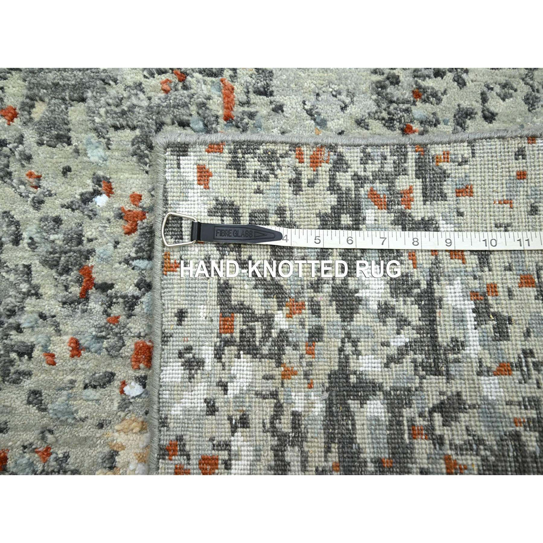 2'7" x 12'1" New Hand Knotted Grey Wool Runner Oriental Rug - MOA10283170