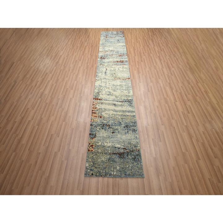 2'6" x 12'2" New Hand Knotted Beige Wool Runner Oriental Rug - MOA10283173