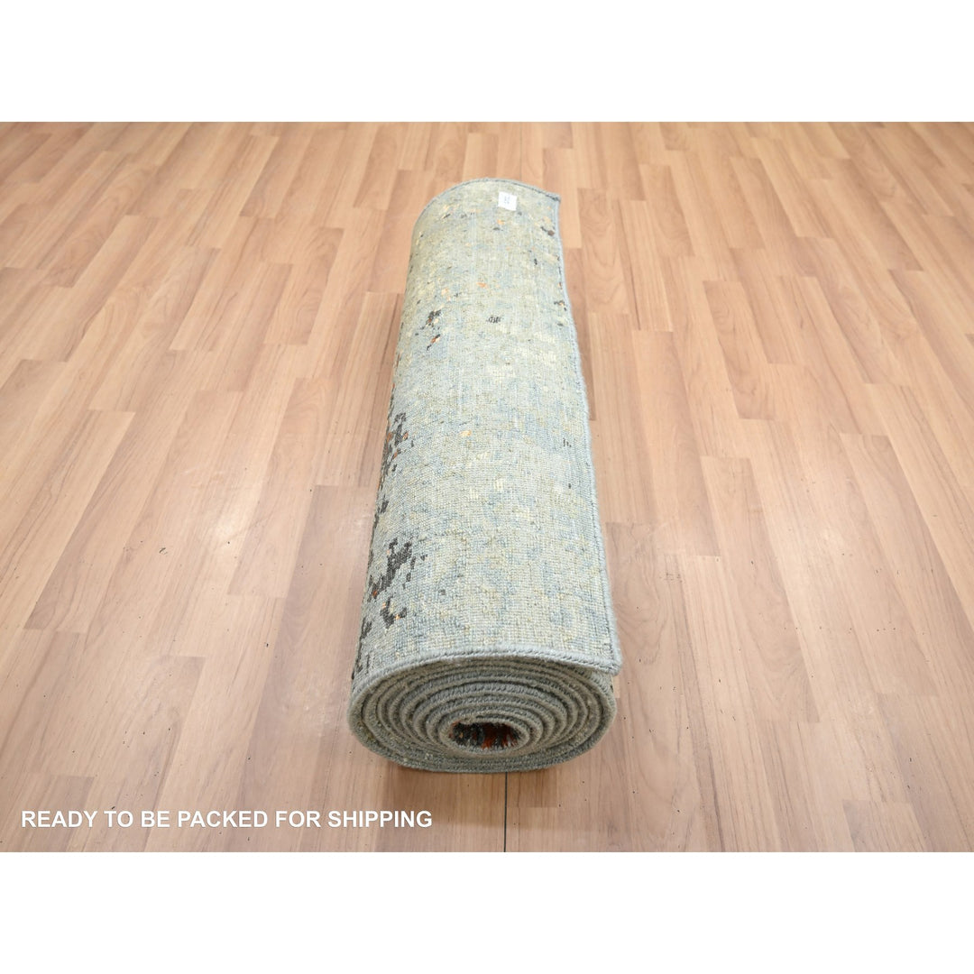 2'6" x 12'2" New Hand Knotted Beige Wool Runner Oriental Rug - MOA10283173