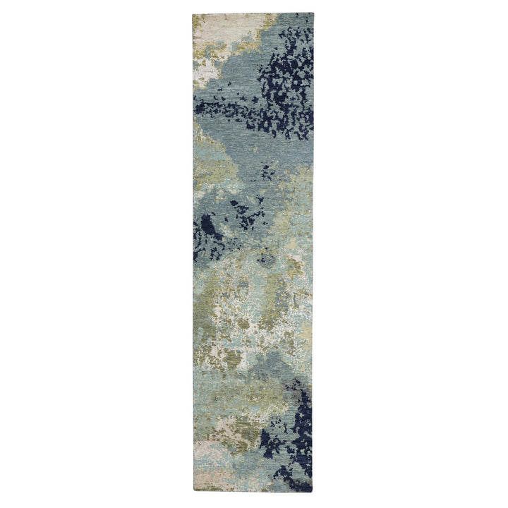 2'6" x 9'11" New Hand Knotted Grey Wool Runner Oriental Rug - MOA10283176