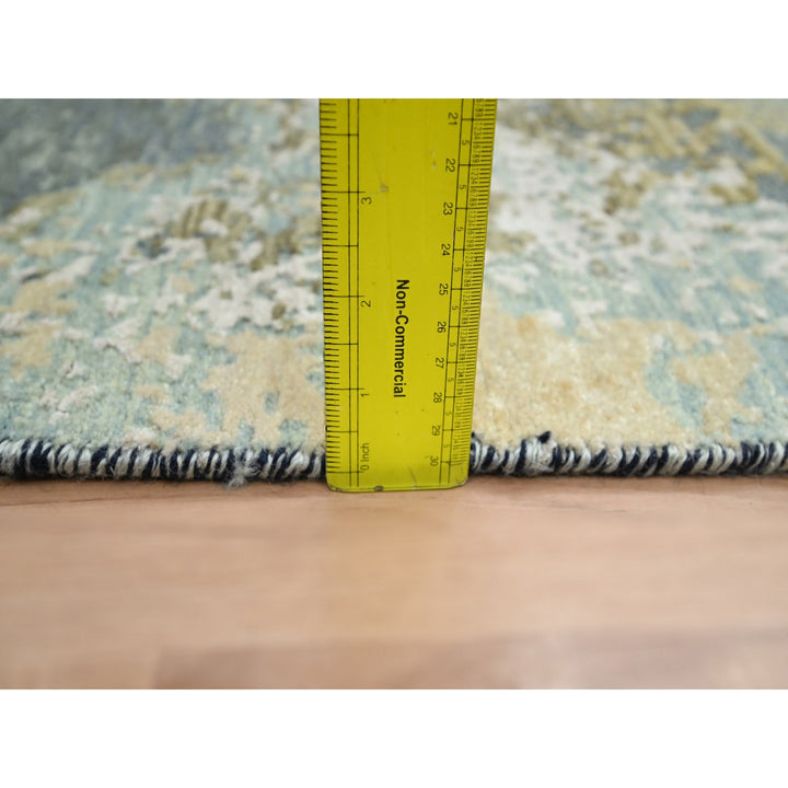 2'6" x 9'11" New Hand Knotted Grey Wool Runner Oriental Rug - MOA10283176