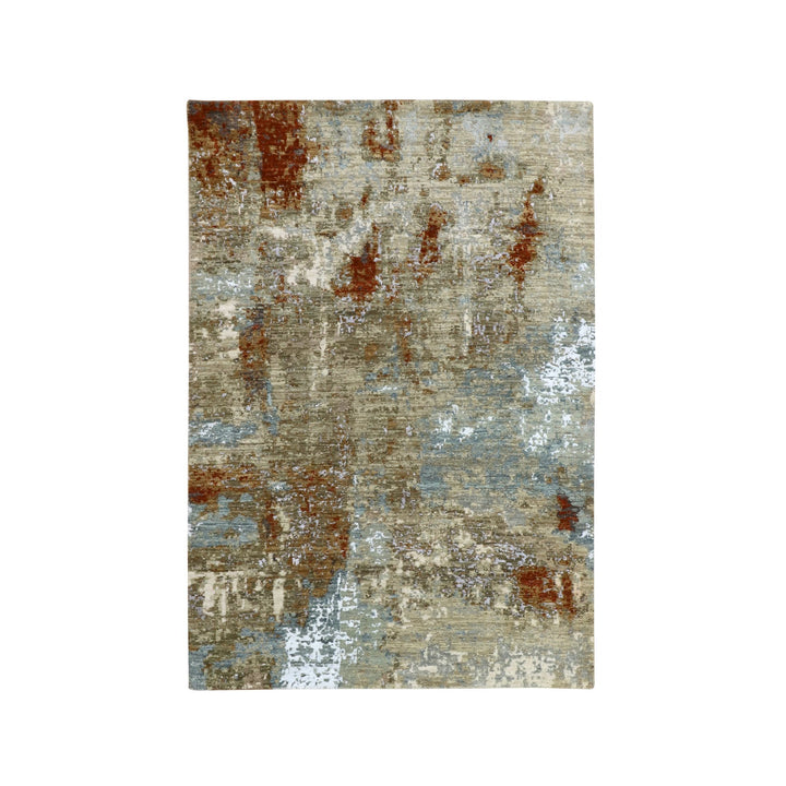 4'0" x 6'0" New Hand Knotted Brown Wool Rectangle Oriental Rug - MOA10283182