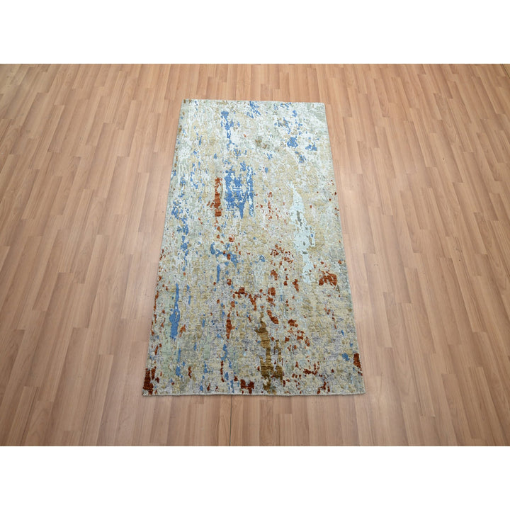 3'0" x 5'1" New Hand Knotted Beige Wool Rectangle Oriental Rug - MOA10283188