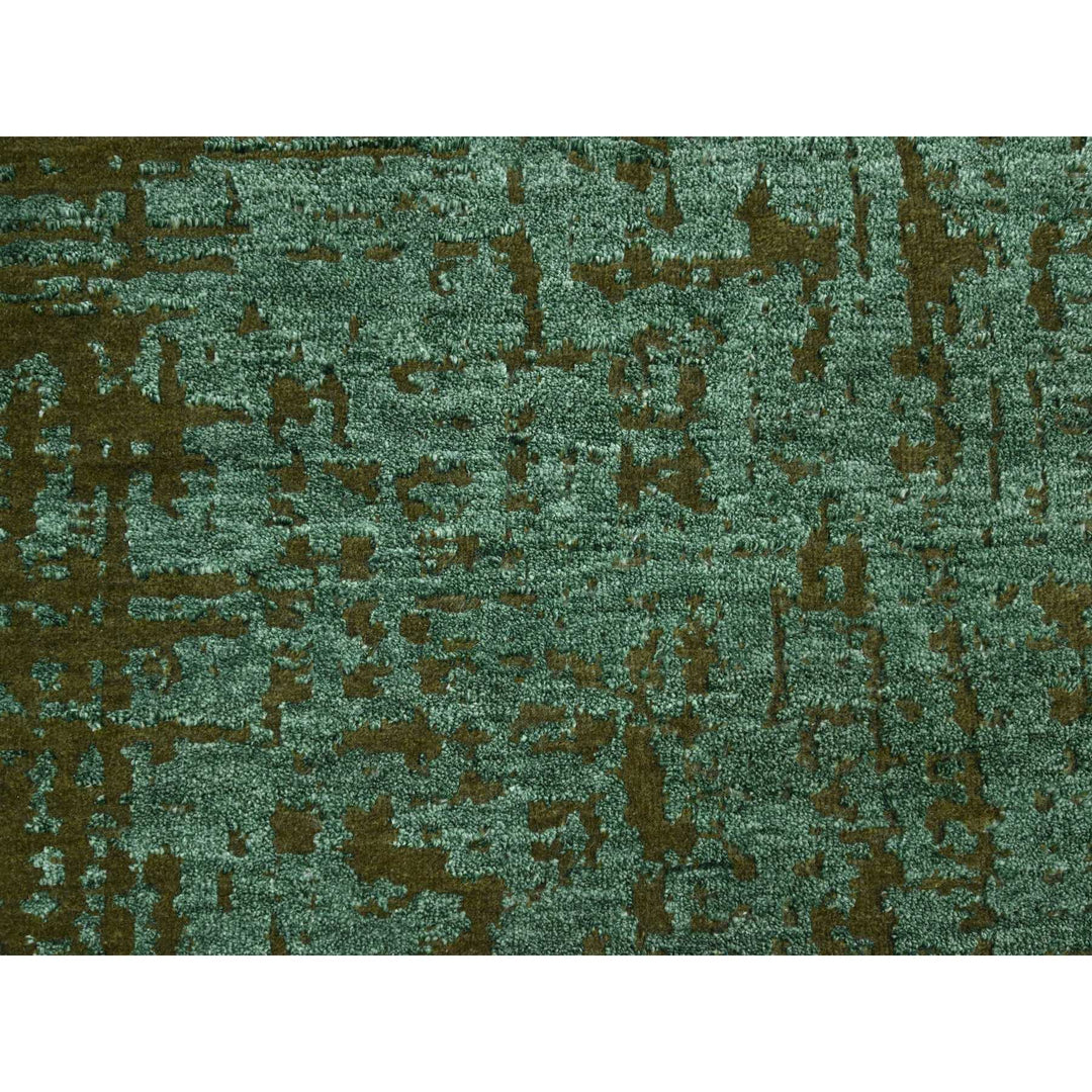 9'0" x 11'8" New Hand Knotted Green Wool Rectangle Oriental Rug - MOA10283191