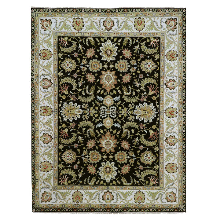 9'2" x 12'1" New Hand Knotted Black Wool Rectangle Oriental Rug - MOA10283193
