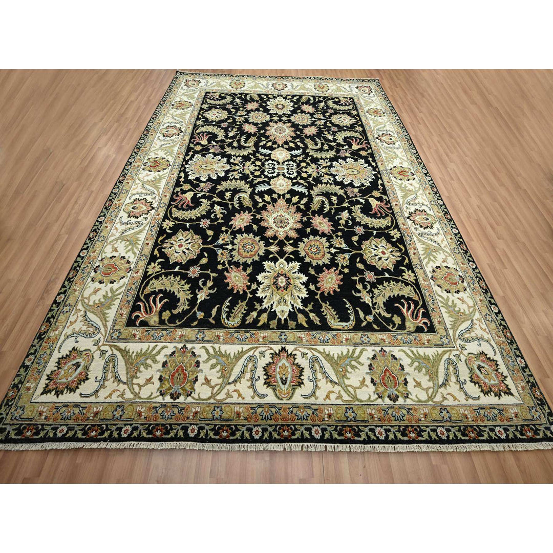 9'2" x 12'1" New Hand Knotted Black Wool Rectangle Oriental Rug - MOA10283193