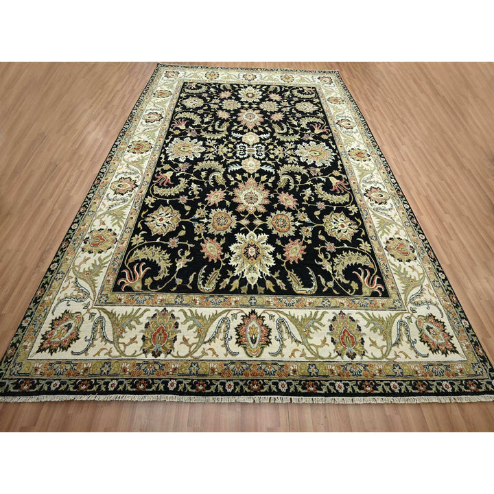 9'2" x 12'1" New Hand Knotted Black Wool Rectangle Oriental Rug - MOA10283193