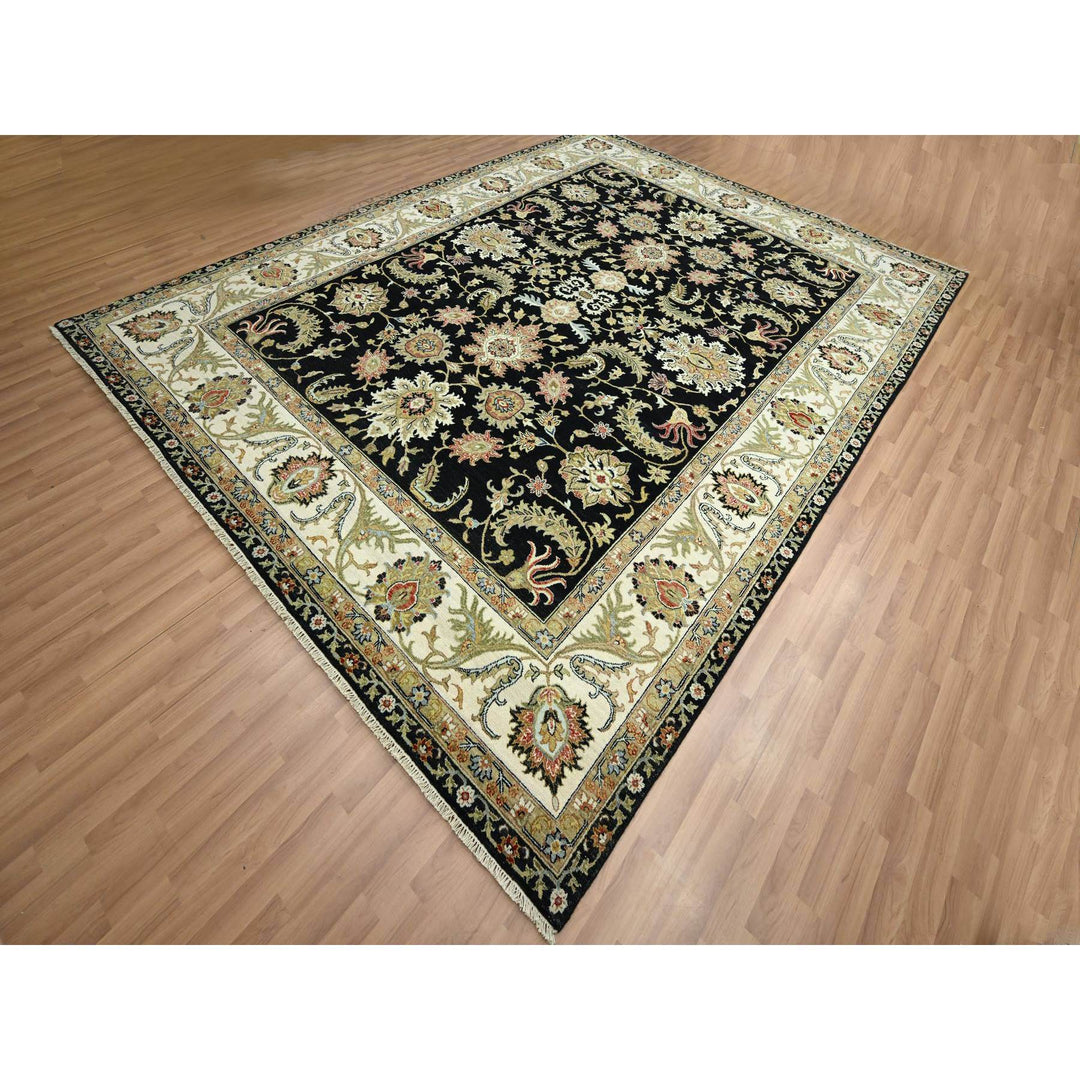 9'2" x 12'1" New Hand Knotted Black Wool Rectangle Oriental Rug - MOA10283193